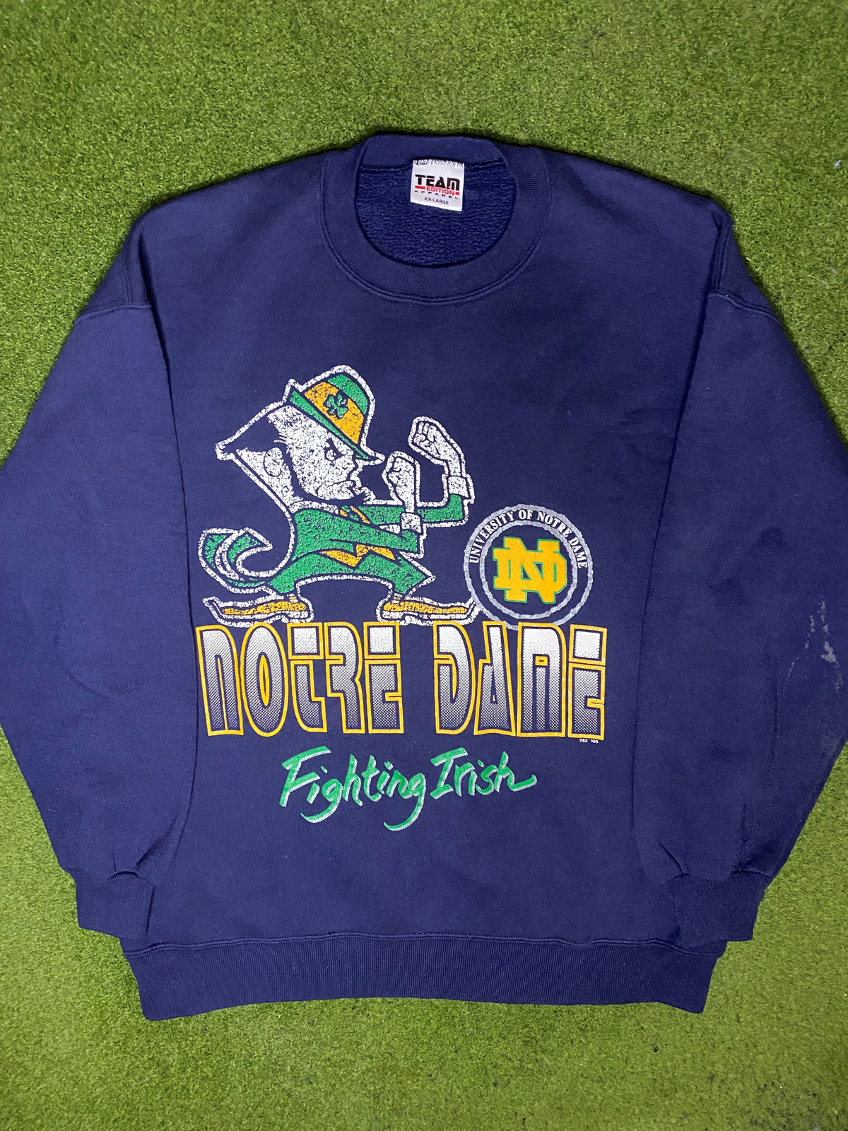90年代圣母大学爱尔兰战士队 - 复古大学卫衣 (2XL)