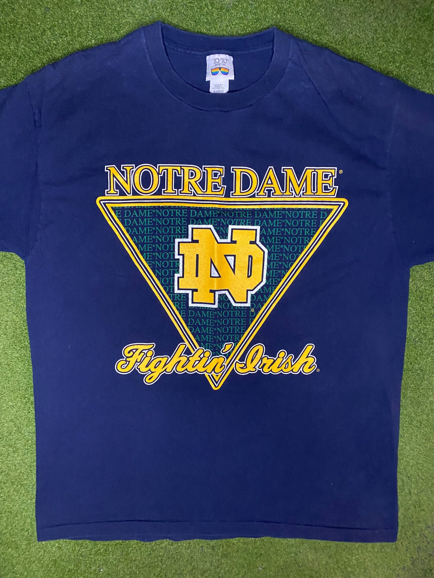 90s Notre Dame Fighting Irish - Vintage College T Shirt (XL) - Gametime Vintage