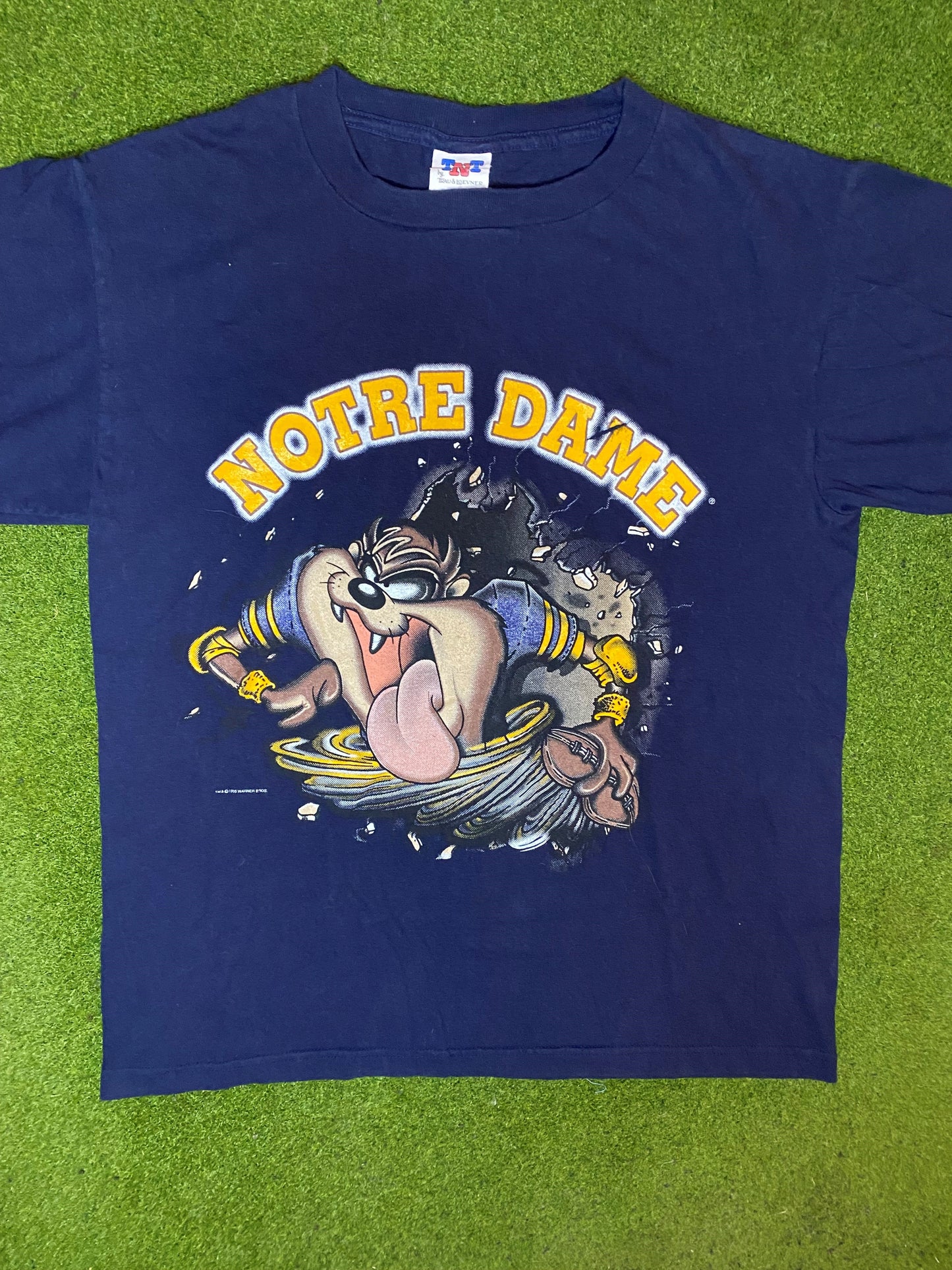 1995 Notre Dame Fighting Irish - Taz Crossover - Vintage College T-Shirt (Medium) - Gametime Vintage