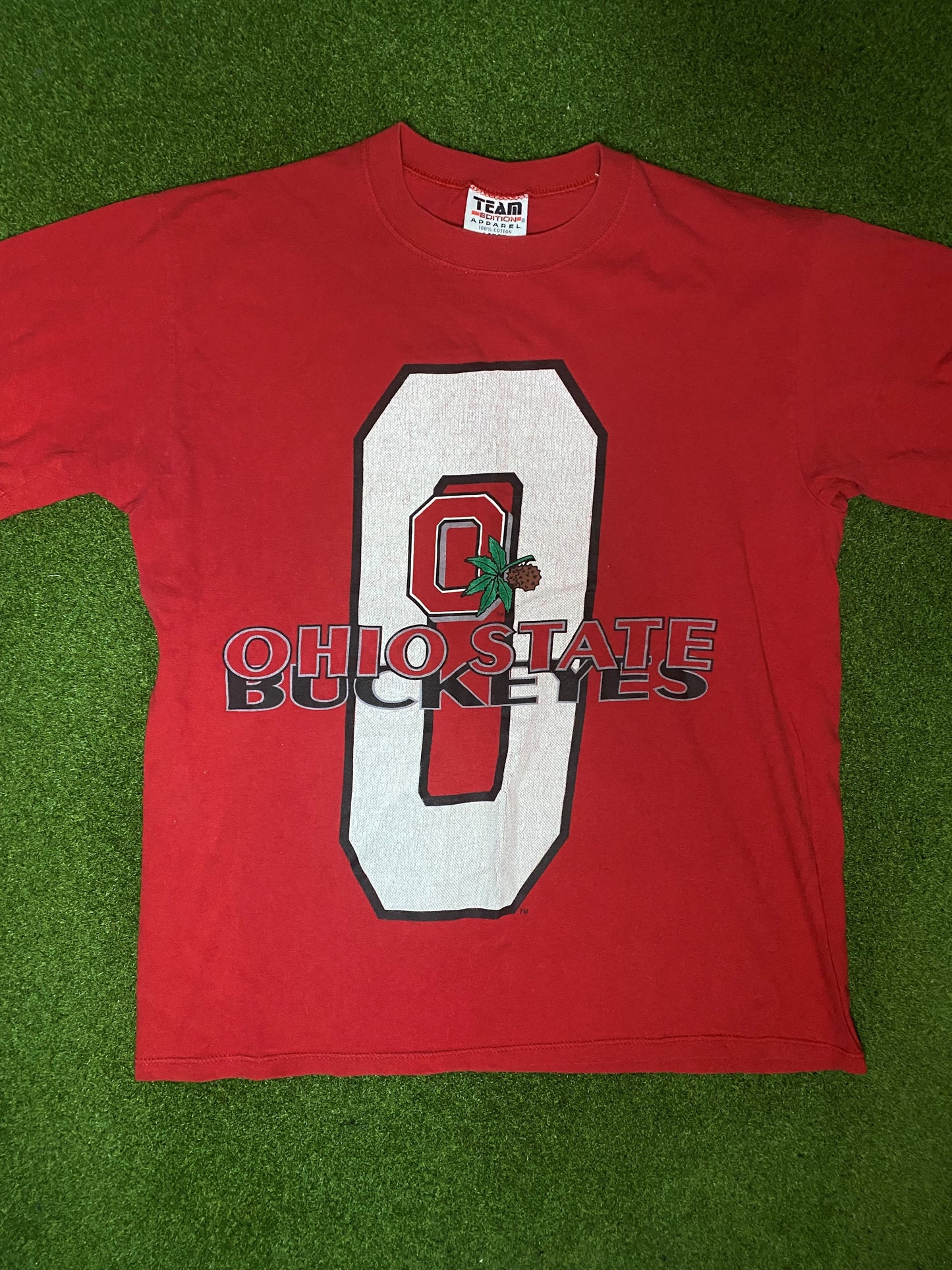 90s Ohio State Buckeyes - Big Logo - Vintage College Tee Shirt (Large) - Gametime Vintage