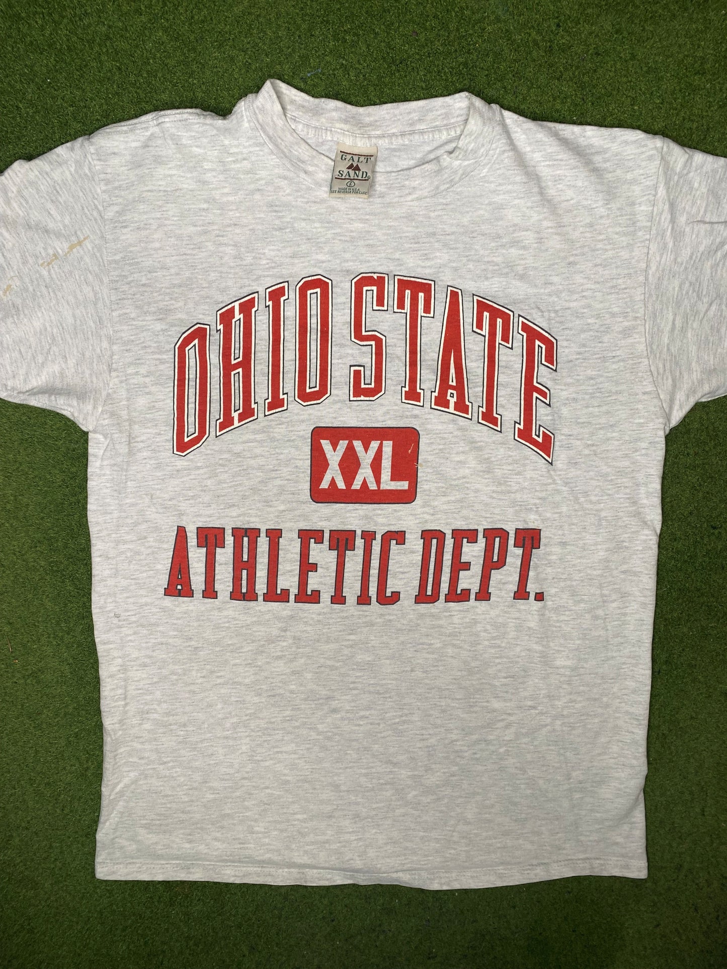 Camiseta universitaria vintage (talla grande) - Buckeyes de Ohio State de los 90 - Departamento de atletismo