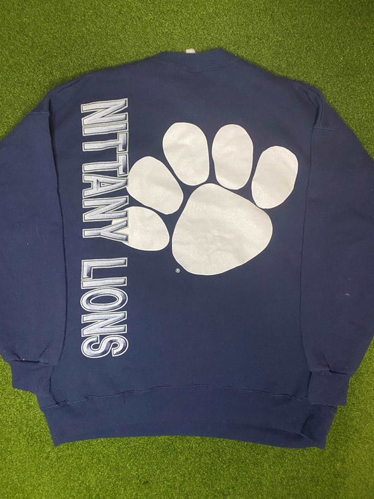90s Penn State Nittany Lions - Double Sided - Vintage College Crewneck (XL) - Gametime Vintage