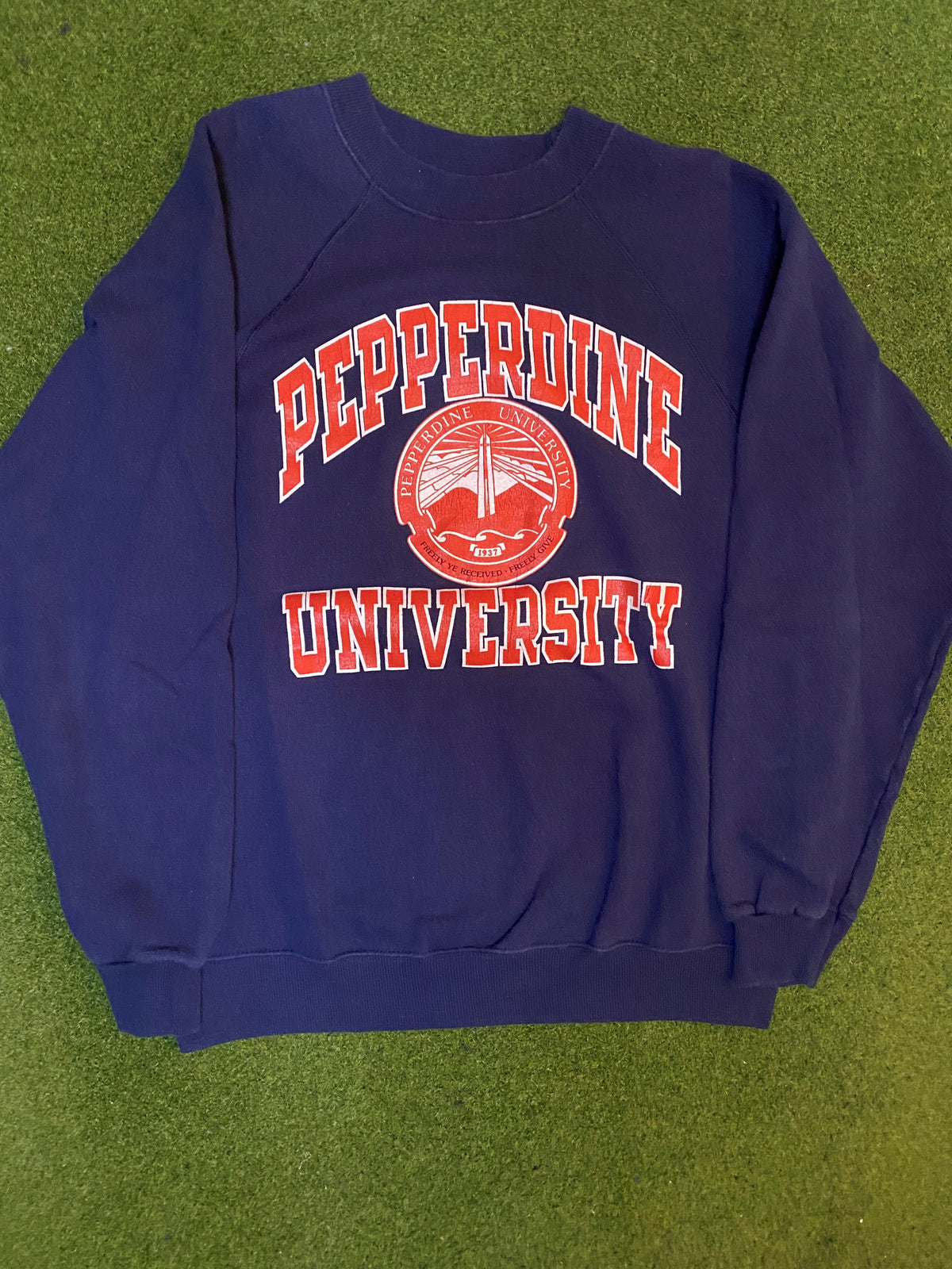90s Pepperdine Waves - Vintage University Sweatshirt (Large) - Gametime Vintage