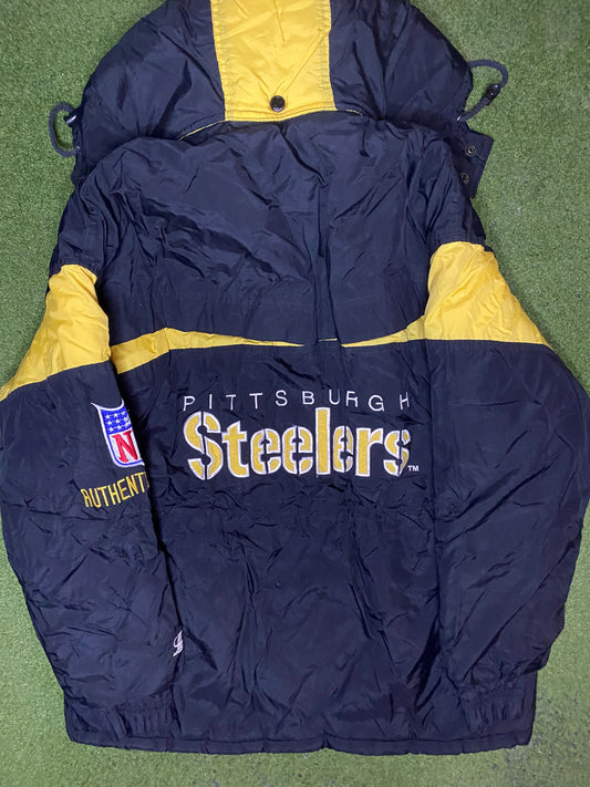 90s Pittsburgh Steelers - Vintage NFL Winter Jacket (Youth XL) - Gametime Vintage