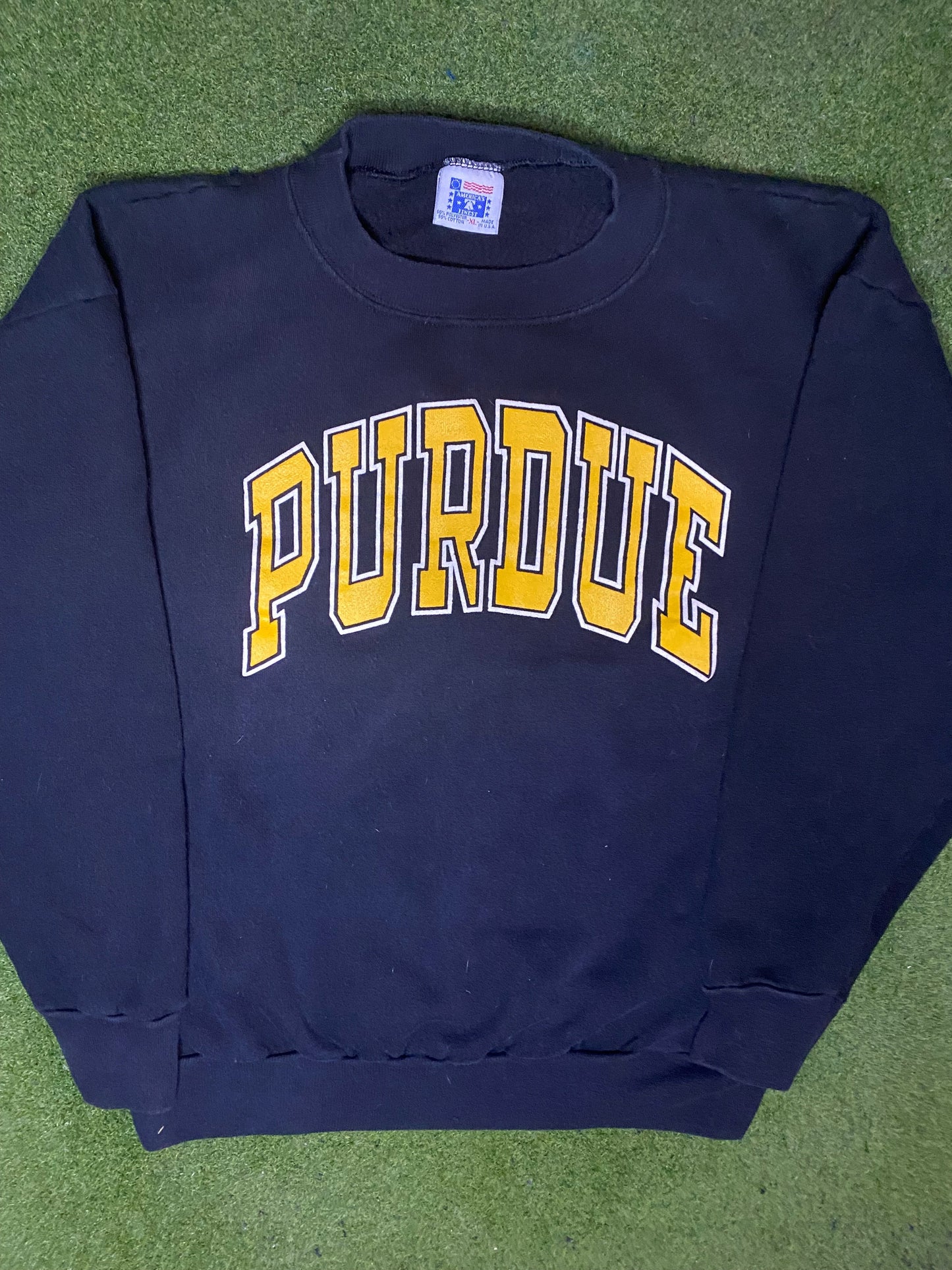 90s Purdue Boilermakers - Vintage College Sweatshirt (XL) - Gametime Vintage