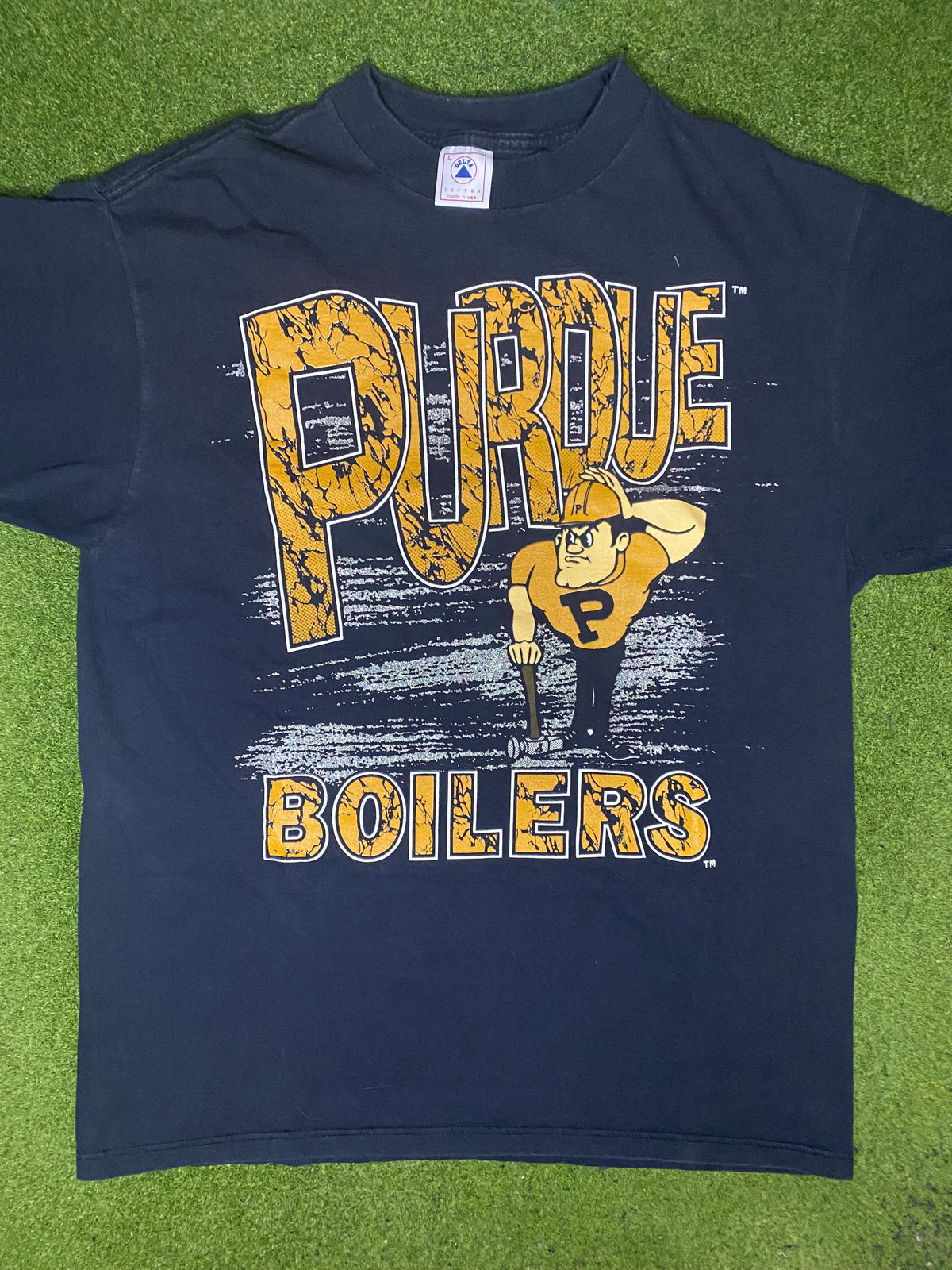 90s Purdue Boilermakers - Vintage College T Shirt (Large) - Gametime Vintage