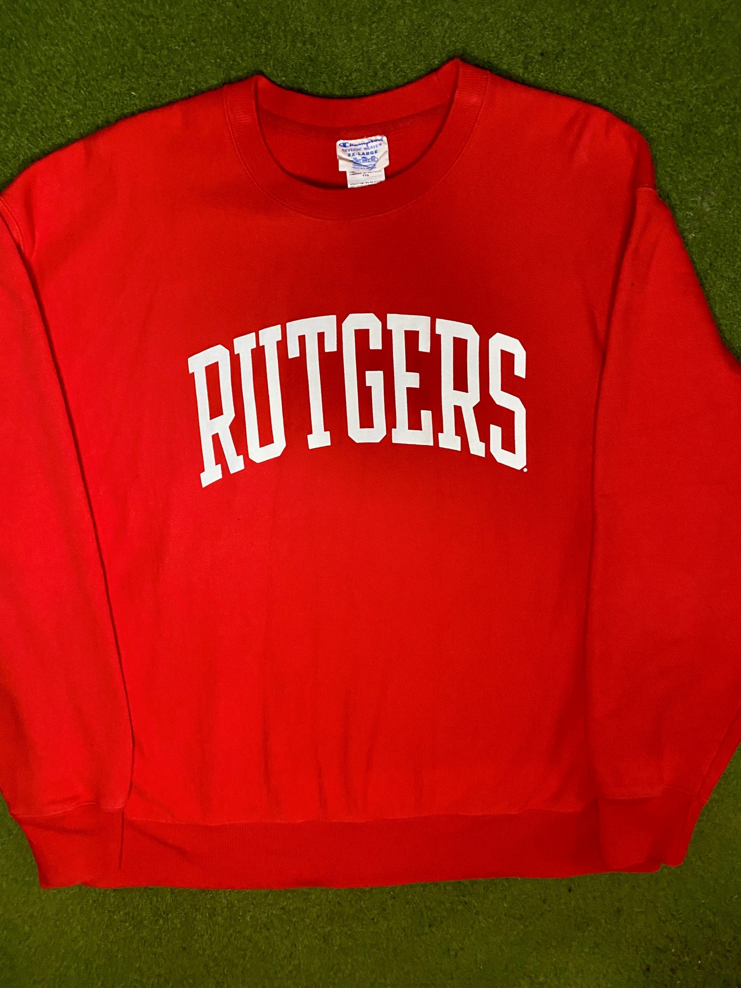 Sudadera vintage de universidad - Rutgers Scarlett Knights de los 90 - Tejido inverso (2XL)