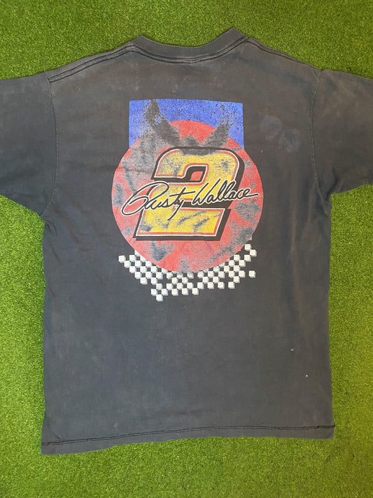 90s Rusty Wallace - Double Sided - Vintage NASCAR T-Shirt (Large) - Gametime Vintage