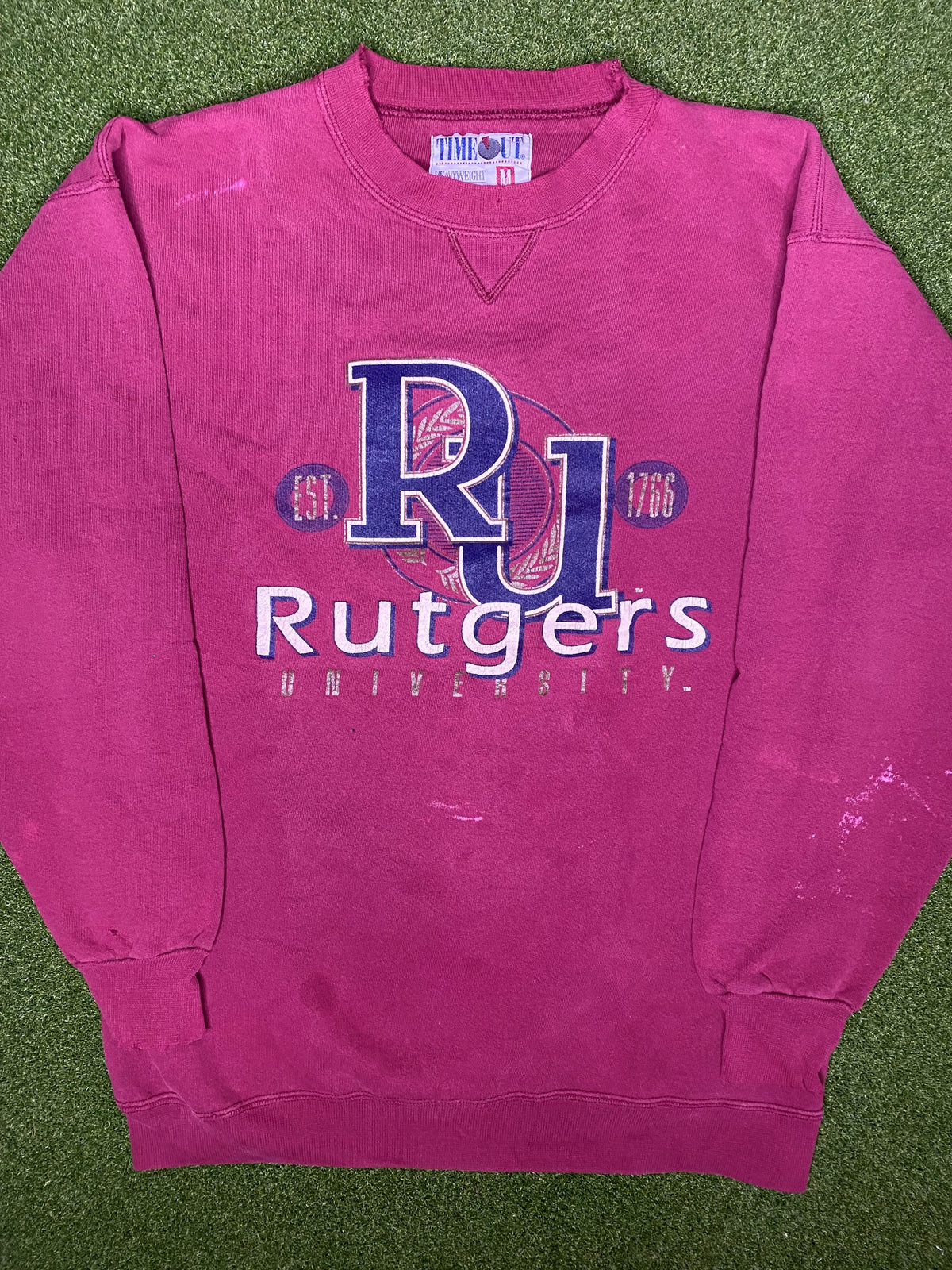 Rutgers Scarlet Knights de los 90 - Sudadera universitaria gruesa vintage (Mediana)