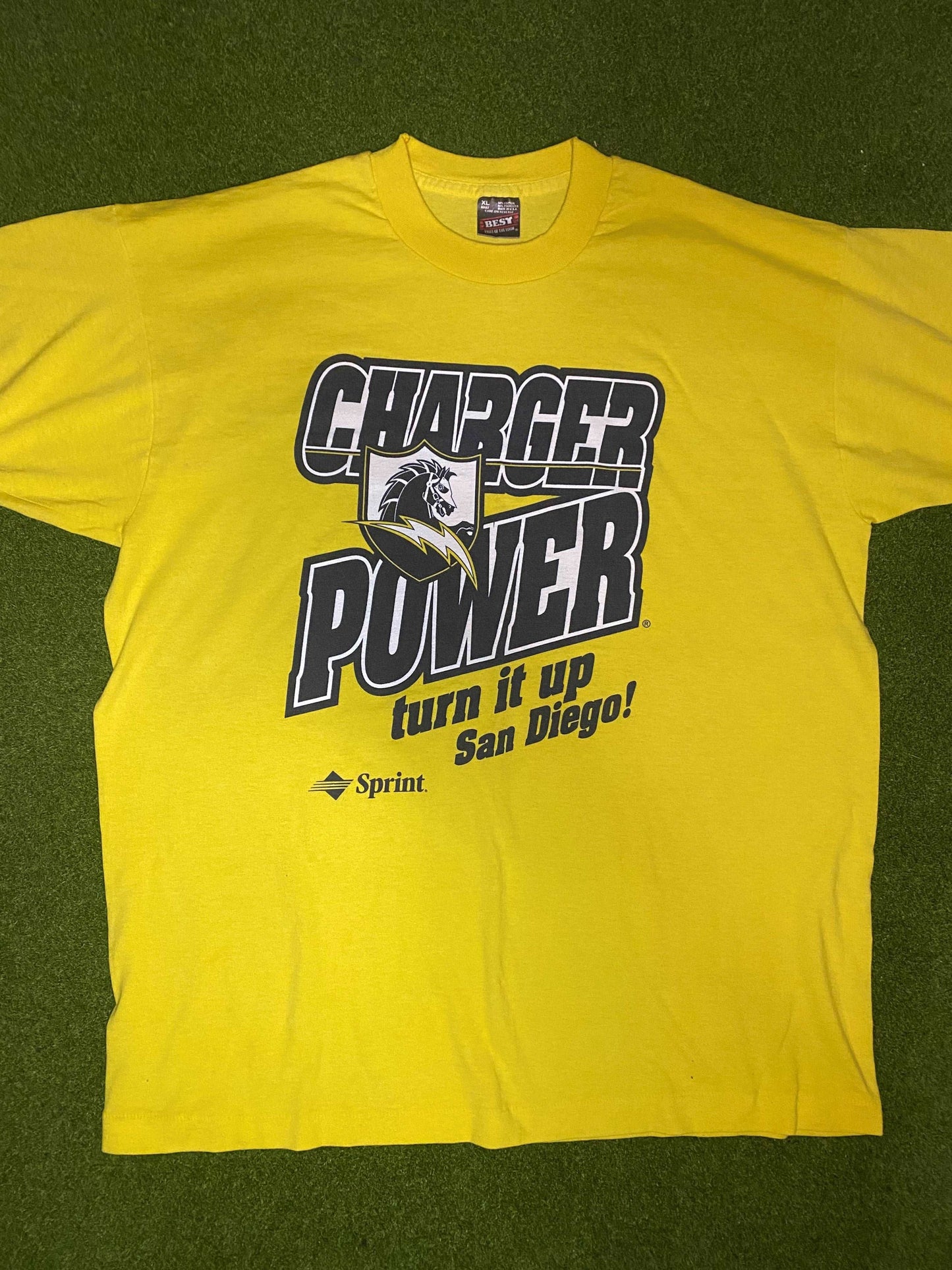 90s San Diego Chargers - Charger Power Sprint Collab - Vintage NFL Tee Shirt (XL) - Gametime Vintage