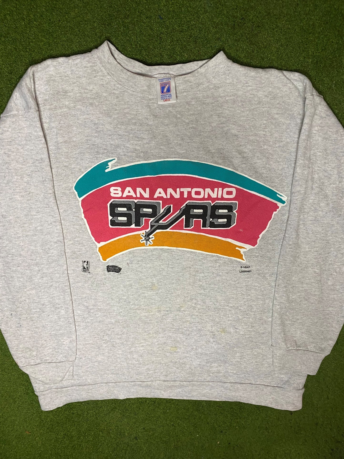 90年代圣安东尼奥马刺队 - 复古NBA圆领运动衫 (L码)