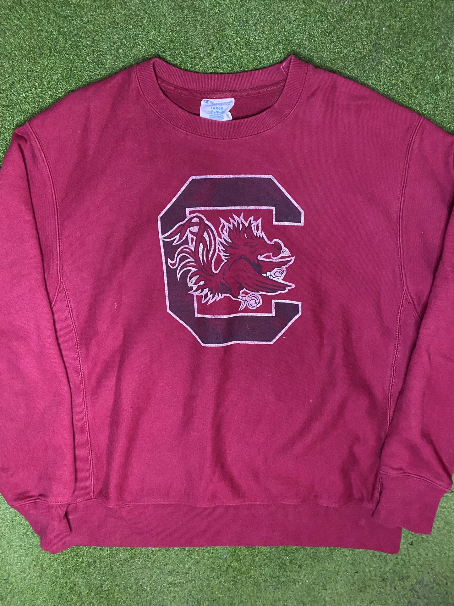 90s South Carolina Gamecocks - Reverse Weave - Vintage College Sweatshirt (Large) - Gametime Vintage