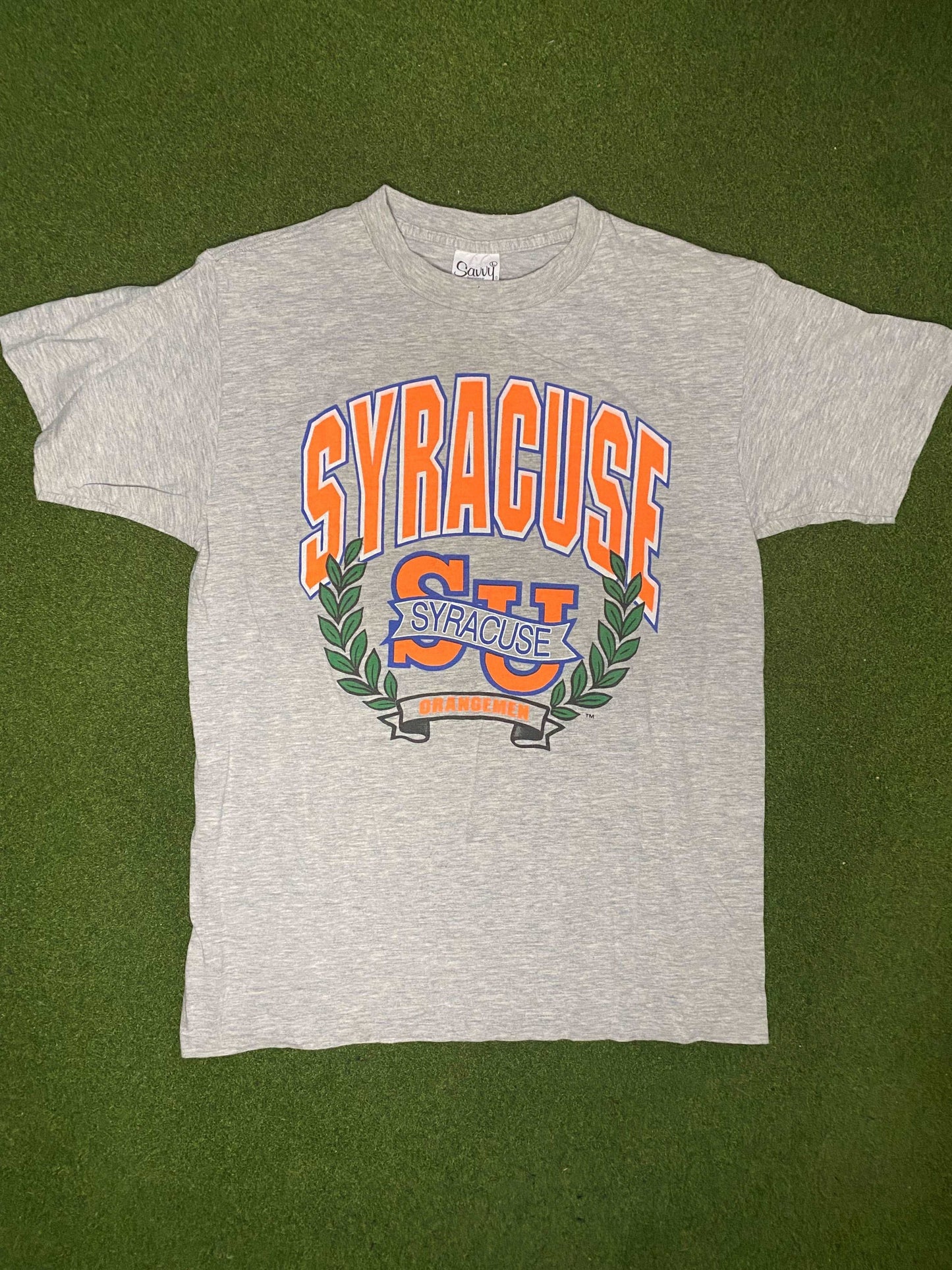 90s Syracuse Orangemen - Vintage College Tee Shirt (Large) - Gametime Vintage