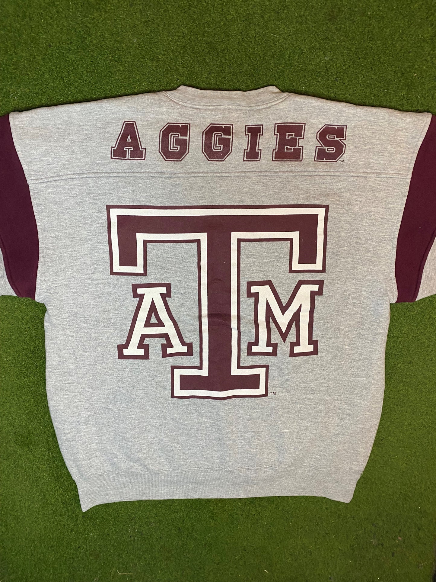90s Texas A&M Aggies - Double Sided - Vintage College Sweatshirt (Large) - Gametime Vintage