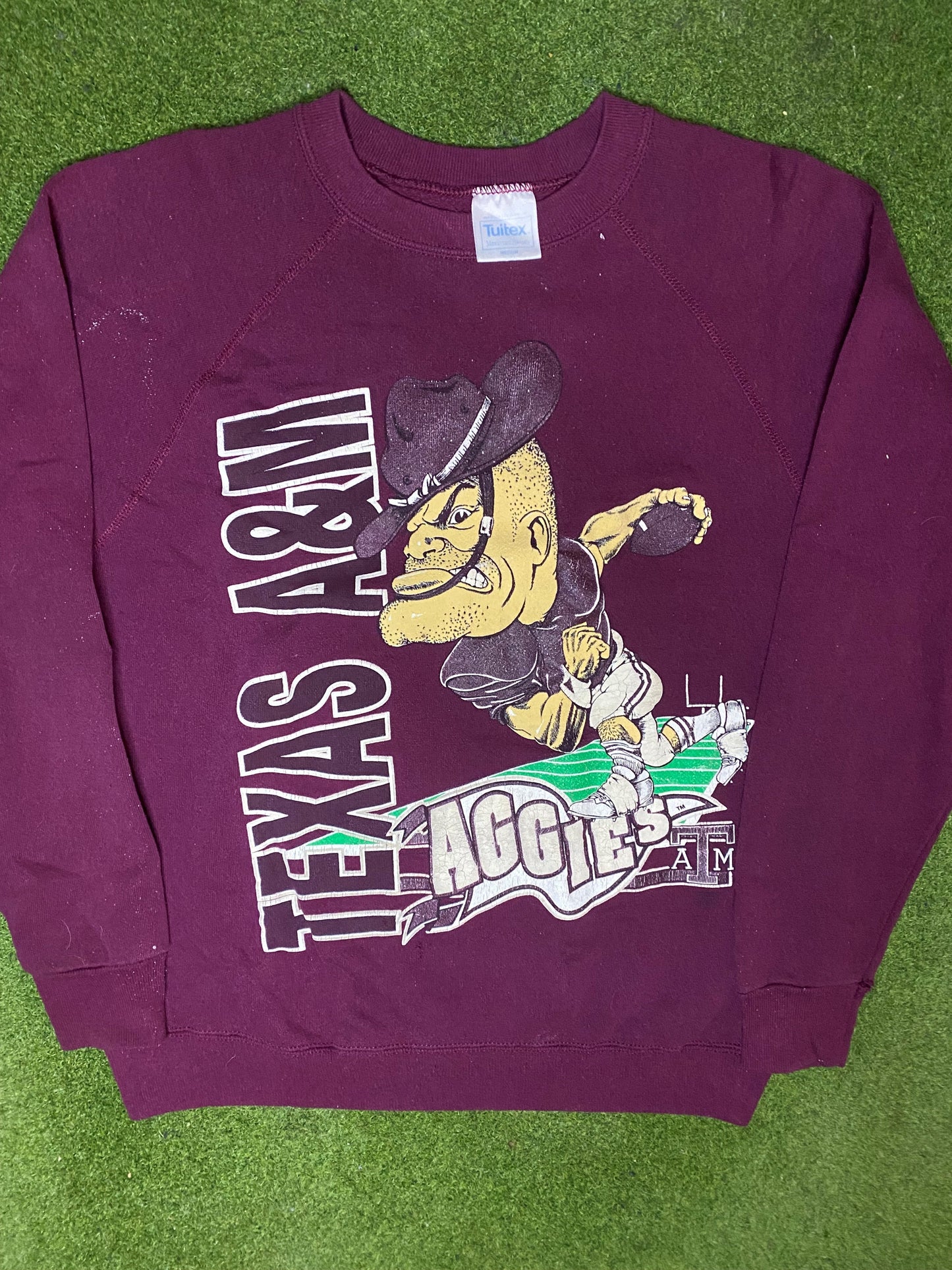 90s Texas A&M Aggies - Vintage College Football Sweatshirt (Medium) - Gametime Vintage
