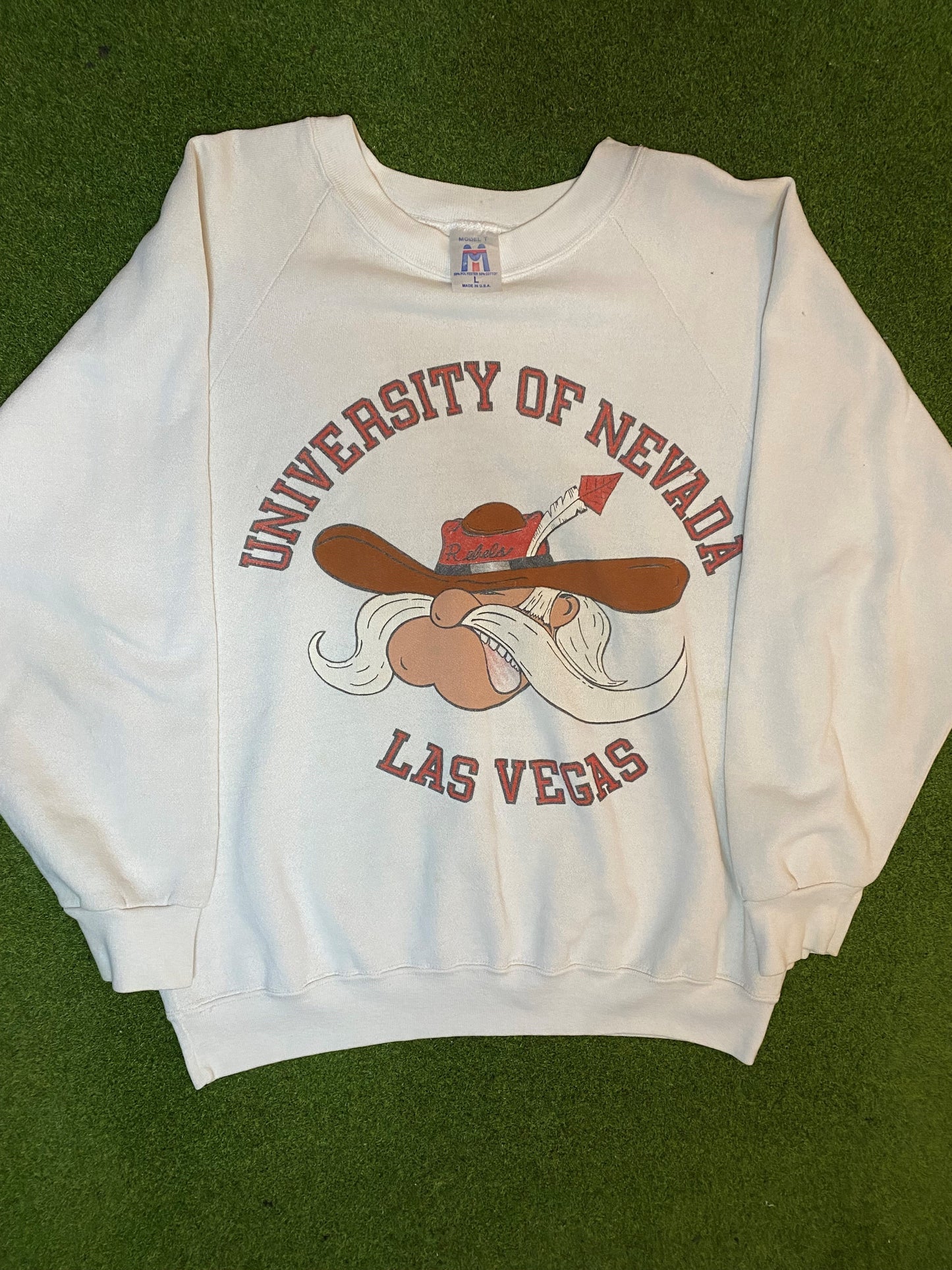 80s UNLV Runnin Rebels - Vintage College Crewneck Sweatshirt (Large) - Gametime Vintage