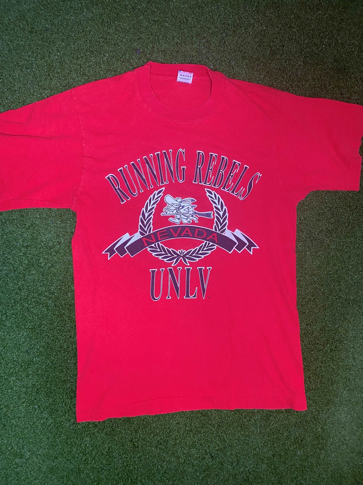 90s UNLV Running Rebels - Vintage College Tee Shirt (Medium) - Gametime Vintage