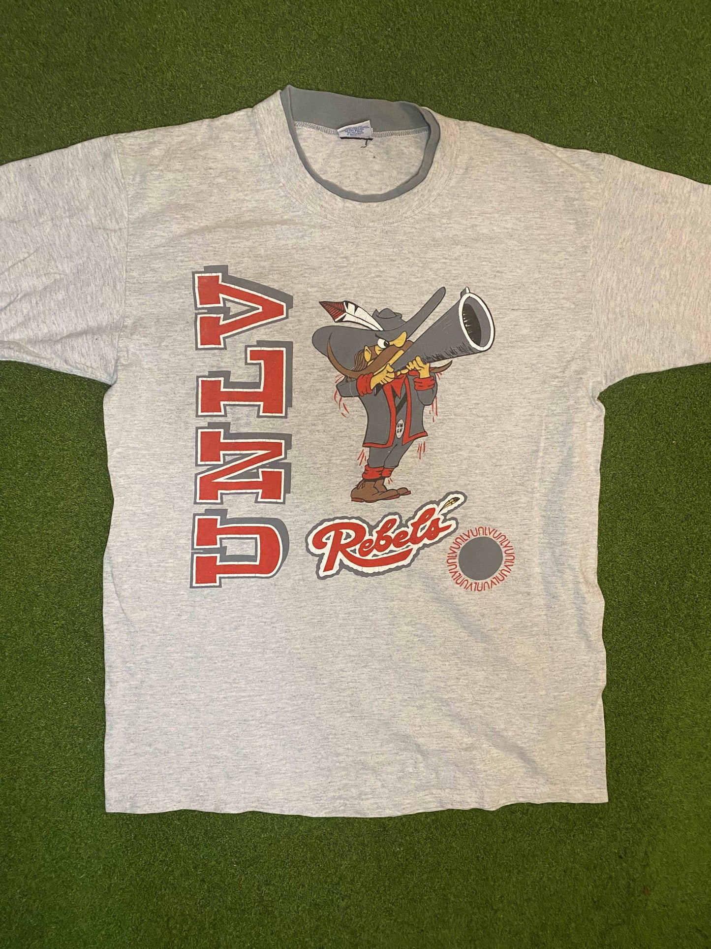 90s UNLV Running Rebels - Vintage College Tee Shirt (Large) - Gametime Vintage