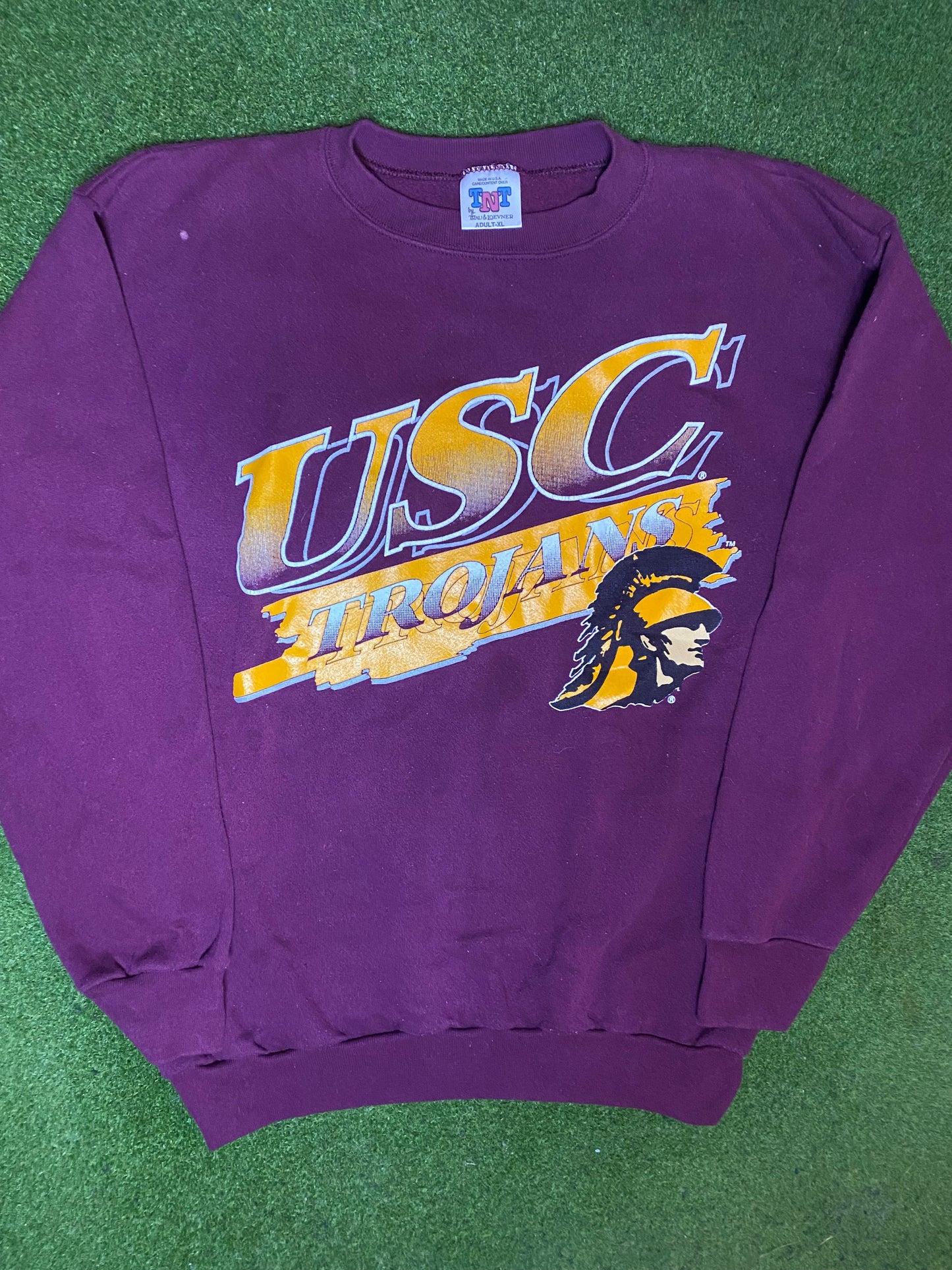 90s USC Trojans - Vintage College Crewneck Sweatshirt (XL) - Gametime Vintage