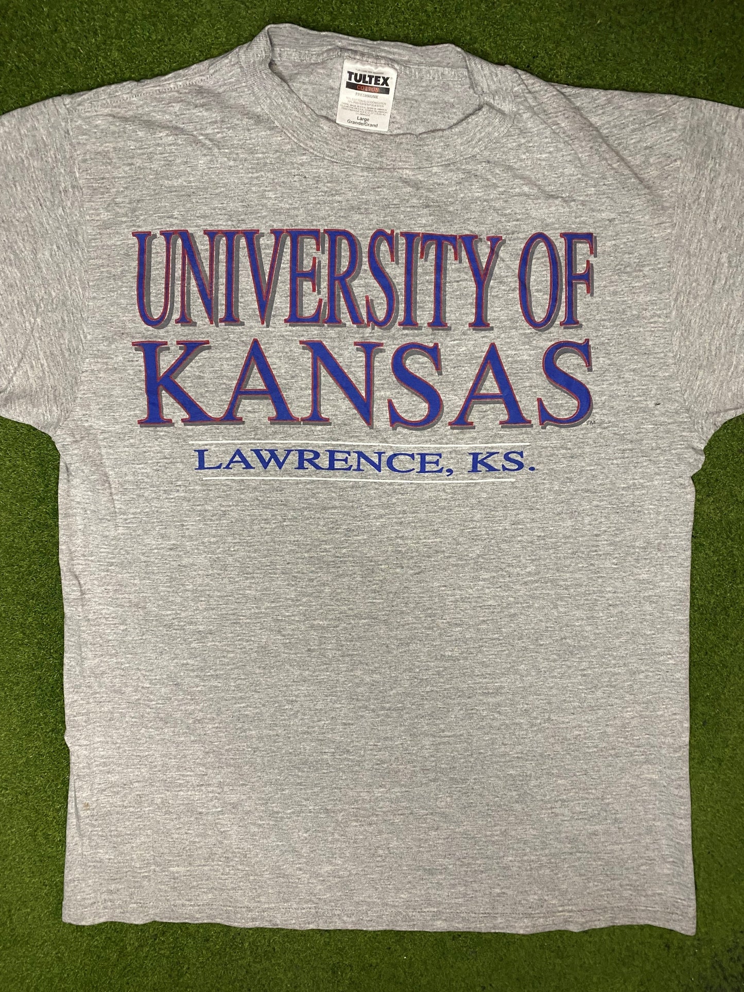 90s Kansas Jayhawks - Vintage University T Shirt (Large) - Gametime Vintage