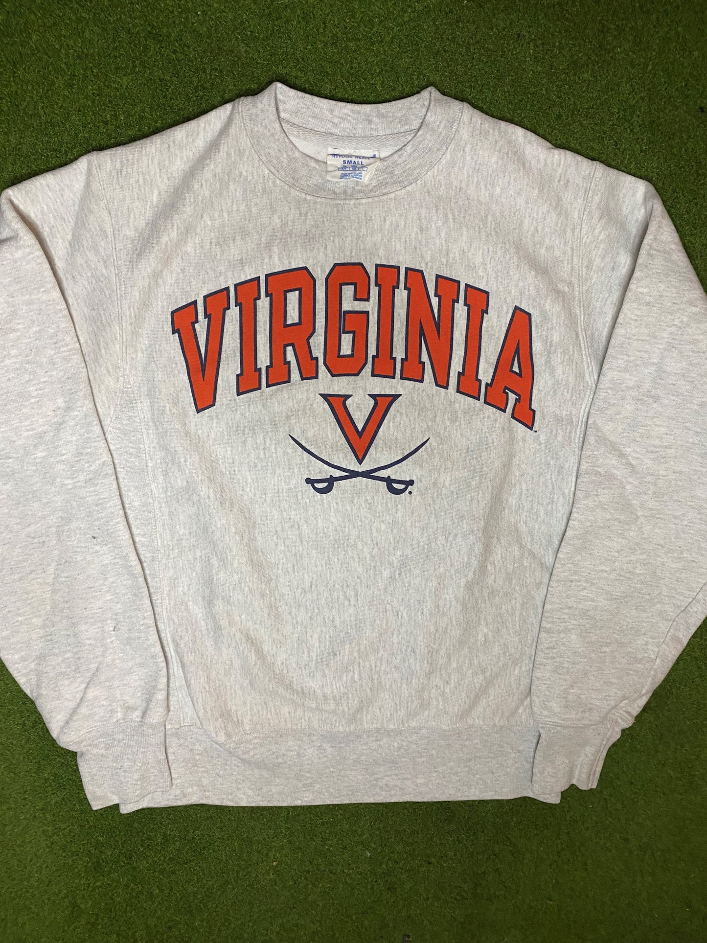 90s Virginia Cavaliers - Reverse Weave - Vintage College Sweatshirt (Small) - Gametime Vintage