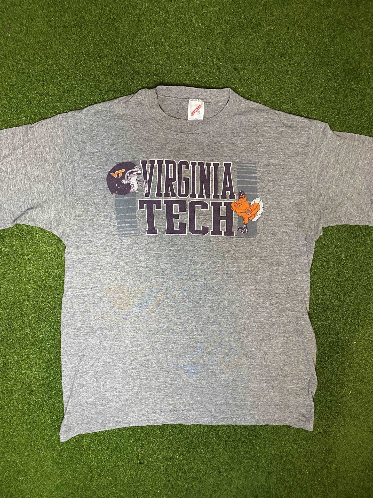 90s Virginia Tech Hokies - Vintage College Football Tee Shirt (XL) - Gametime Vintage