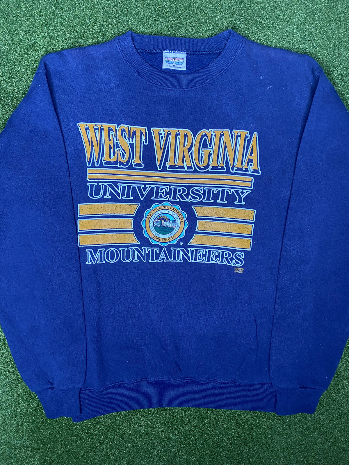 Sudadera universitaria vintage de los 90 de los West Virginia Mountaineers (talla M)