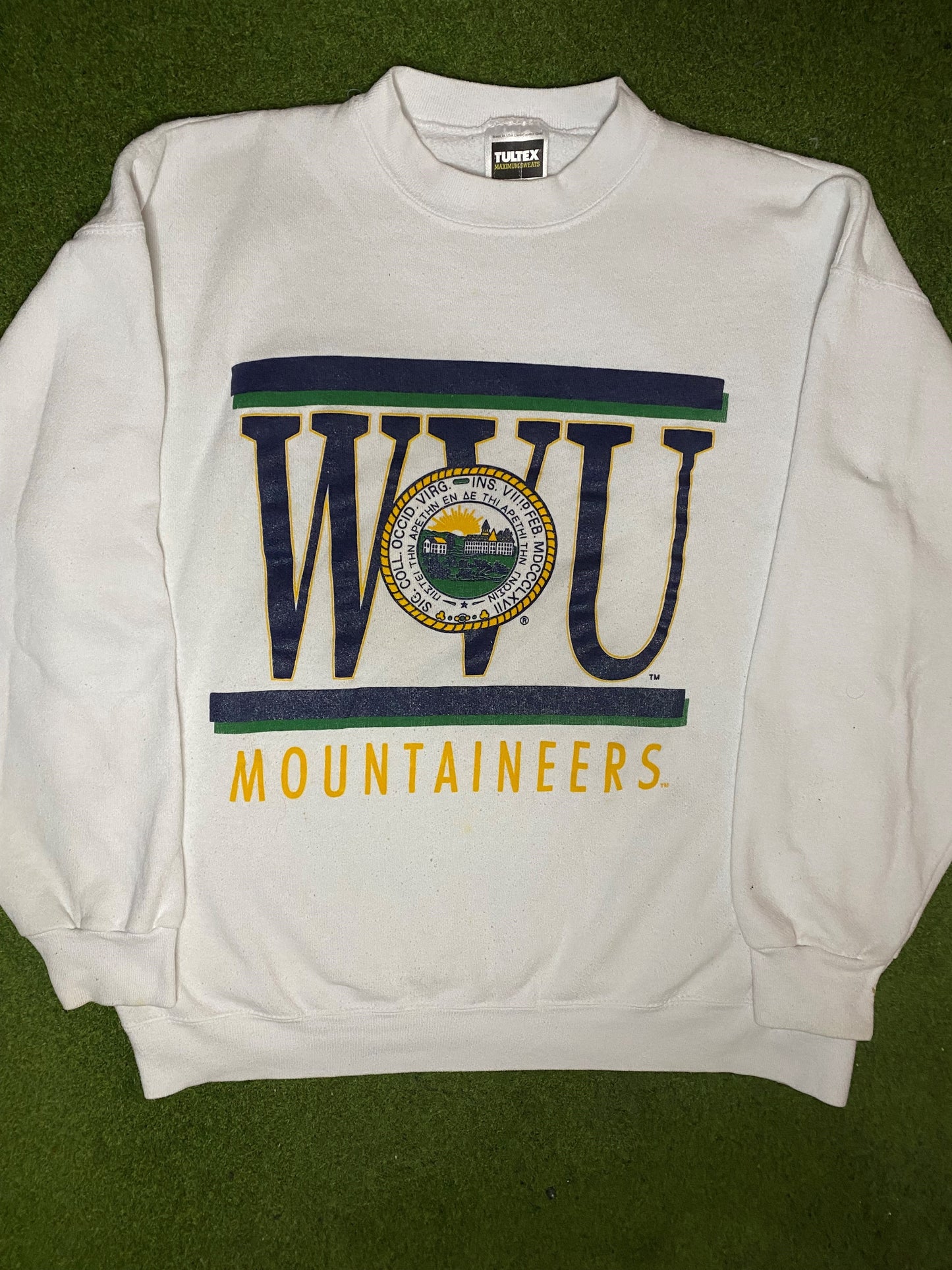 90s WVU Mountaineers - Vintage University Sweatshirt (XL) - Gametime Vintage
