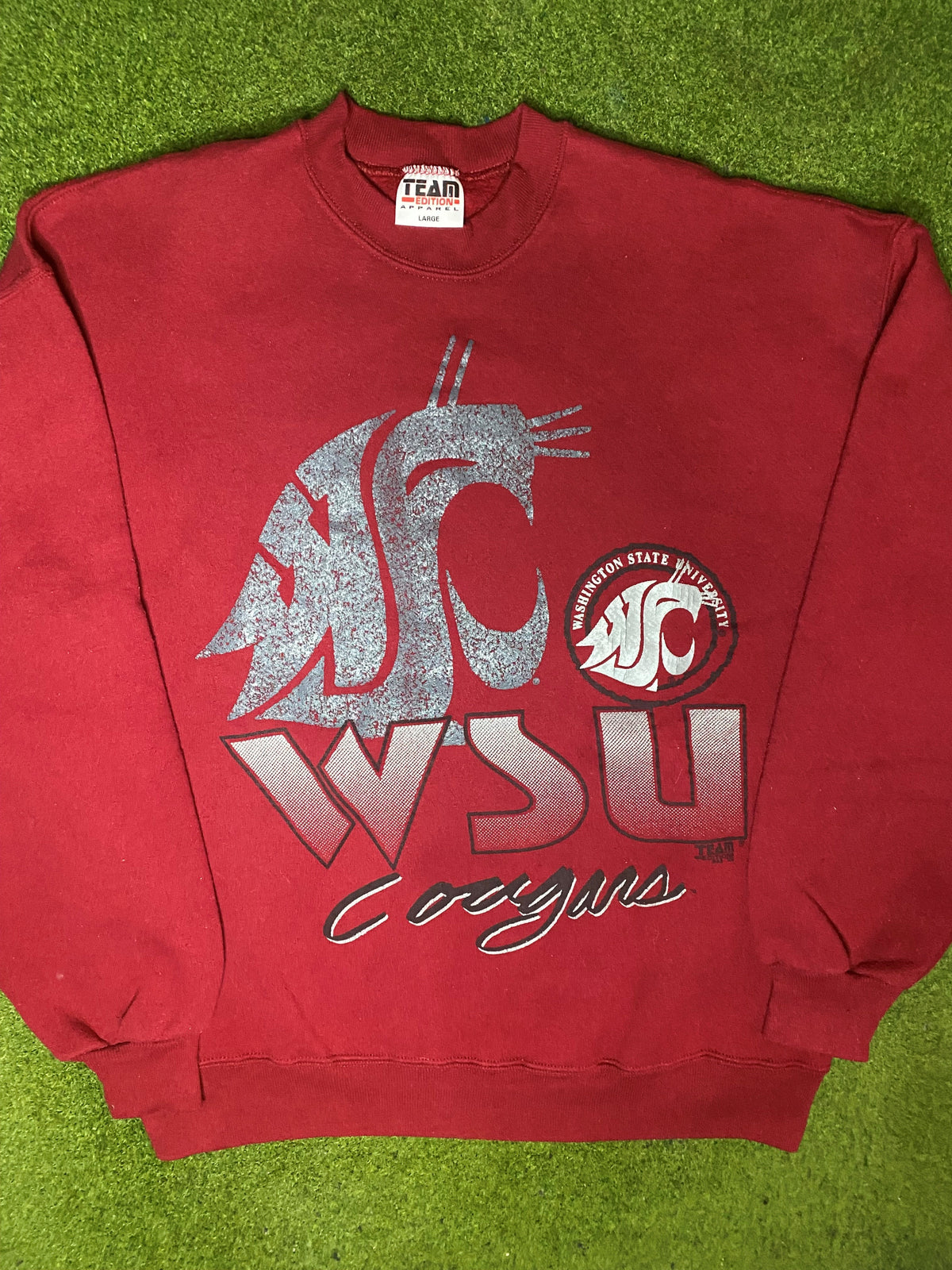 90s Washington State Cougars - Vintage College Sweatshirt (Large) - Gametime Vintage