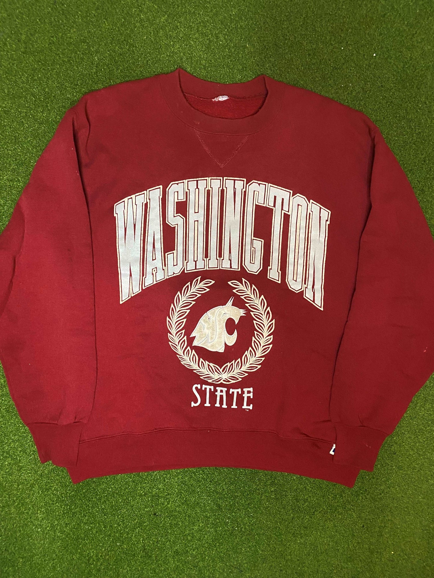 90s Washington State Cougars - Vintage College Crewneck Sweatshirt (Large) - Gametime Vintage
