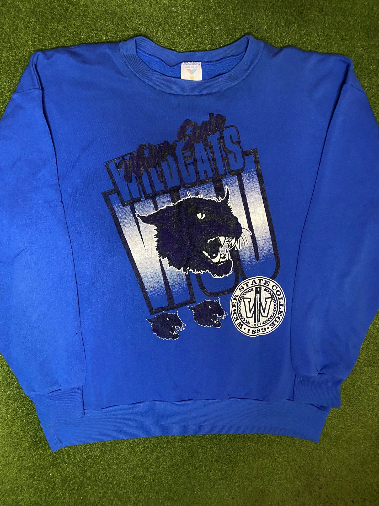 90s Weber State Wildcats - Vintage College Sweatshirt (XL) - Gametime Vintage