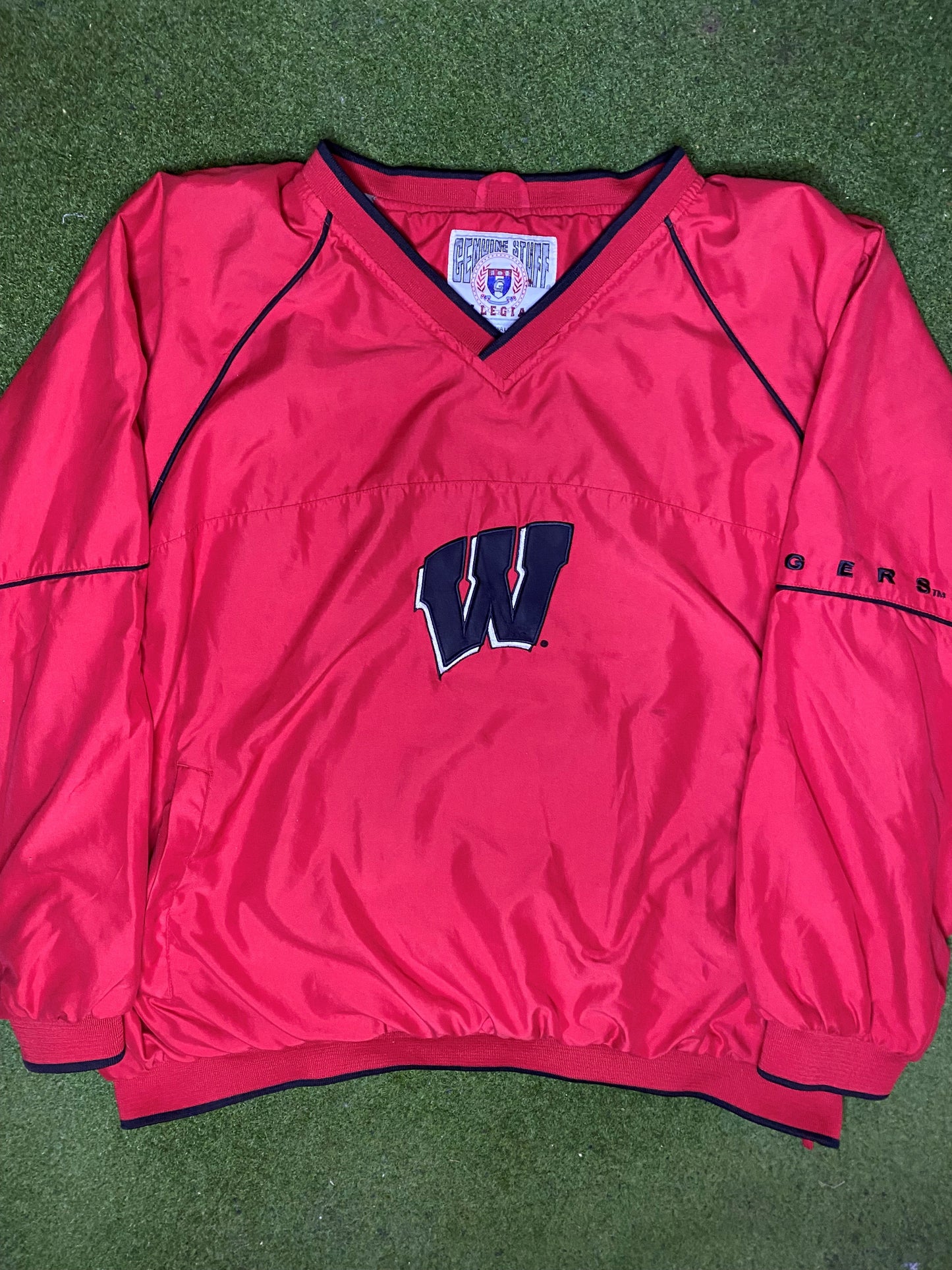 90s Wisconsin Badgers - Vintage College Pullover (2XL) - Gametime Vintage