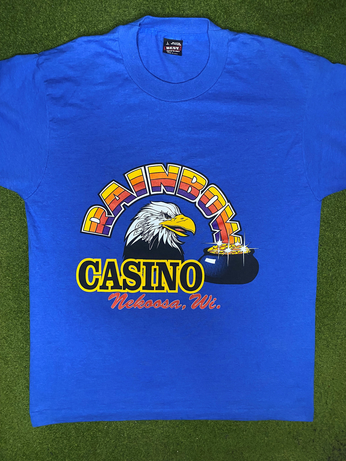 90s Rainbow Casino - Nekoosa, Wisconsin - Vintage Gambling T-Shirt (Large) - Gametime Vintage