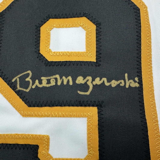 Framed Autographed/Signed Bill Mazeroski 35x39 Pittsburgh White Baseball Jersey JSA COA