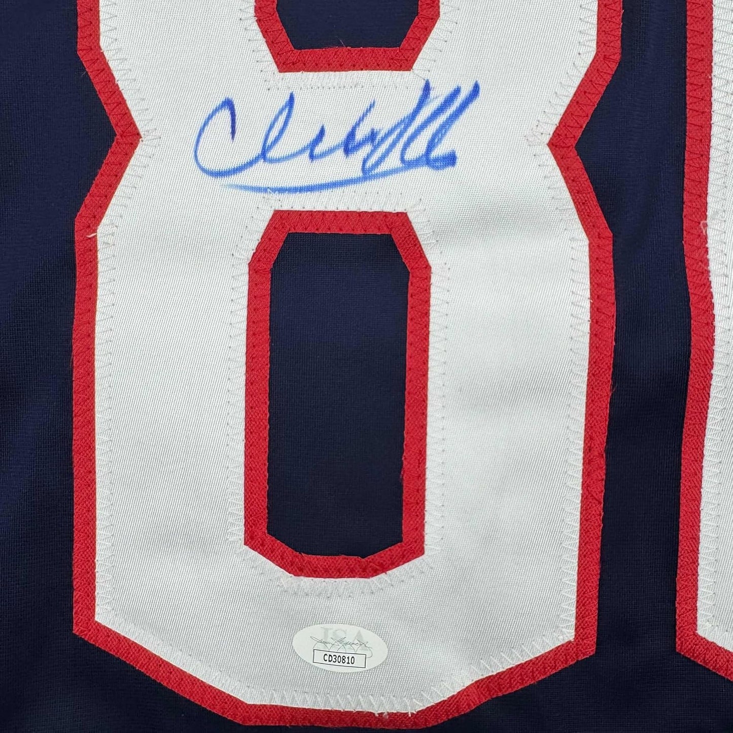 Framed Autographed/Signed Kirill Marchenko 35x39 Columbus Blue Hockey Jersey JSA COA