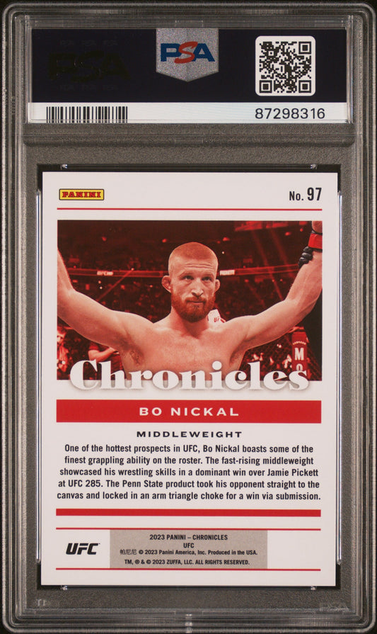 Graded 2023 Panini Chronicles UFC Bo Nickal #97 Rookie RC UFC MMA Card PSA 10 Gem Mint