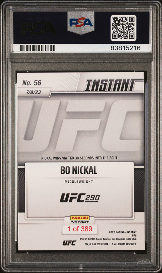 Graded 2023 Panini Instant UFC Bo Nickal #56 Rookie RC UFC MMA Card PSA 10 Gem Mint