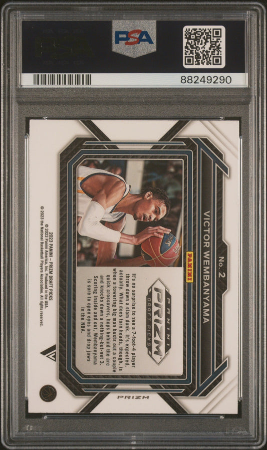 Graded 2023 Panini Prizm Draft Picks Victor Wembanyama #2 Variation Purple Wave Rookie RC Basketball Card PSA 10 Gem Mint