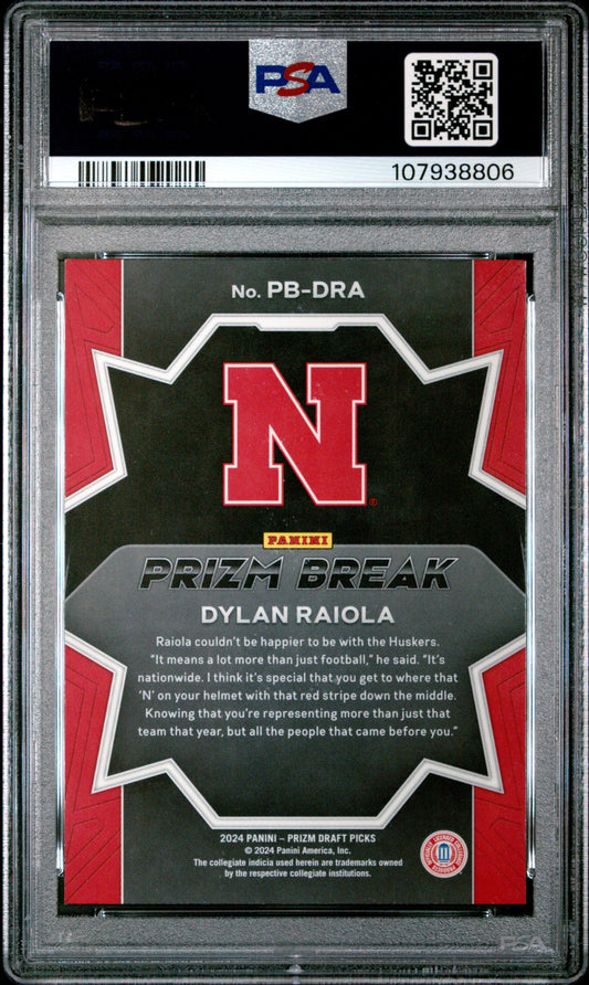 Graded 2024 Panini Prizm Draft Picks Dylan Raiola #PBDRA Prizm Break Rookie RC Football Card PSA 10 Gem Mint