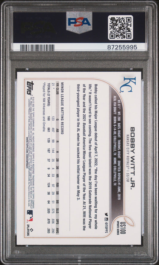 Graded 2022 Topps Update Bobby Witt Jr. #US100 Rookie RC Baseball Card PSA 10 Gem Mint