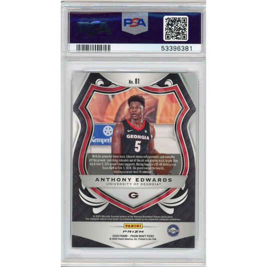 Graded 2020-21 Panini Prizm DP Draft Picks Anthony Edwards #81 Red White Blue Prizm Rookie RC Basketball Card PSA 10 Gem Mint