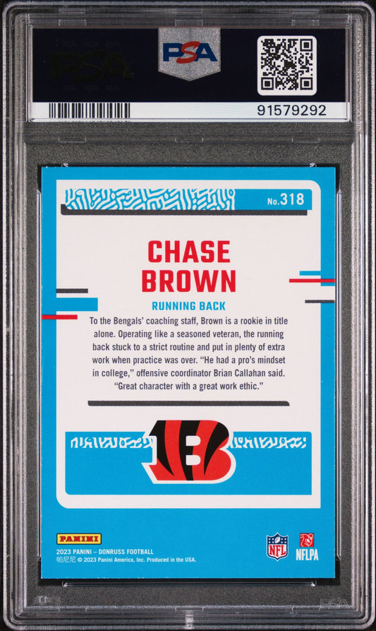 Graded 2023 Panini Donruss Chase Brown #318 Rookie RC Football Card PSA 10 Gem Mint