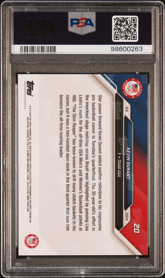 Graded 2024 Topps Now Olympics Kevin Durant #20 Basketball Card PSA 10 Gem Mint