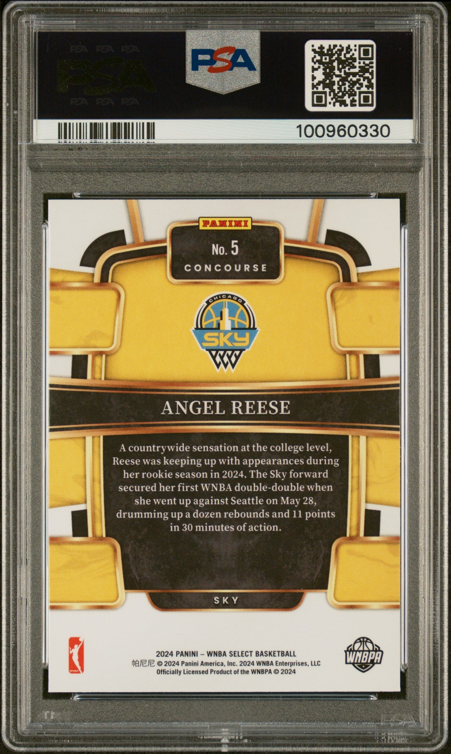 Graded 2024 Panini Select WNBA Angel Reese #5 Rookie RC Basketball Card PSA 10 Gem Mint