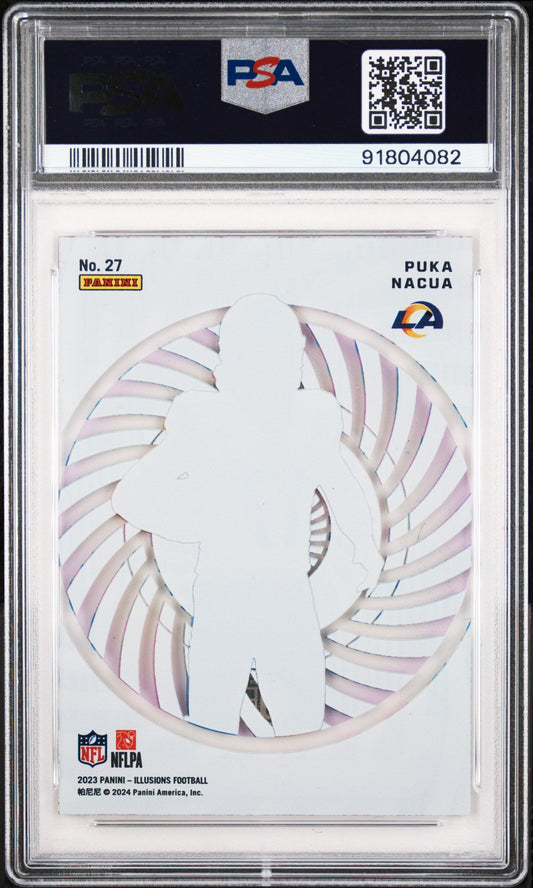 Graded 2023 Panini Illusions Puka Nacua #27 Mystique Rookie RC Football Card PSA 10 Gem Mint
