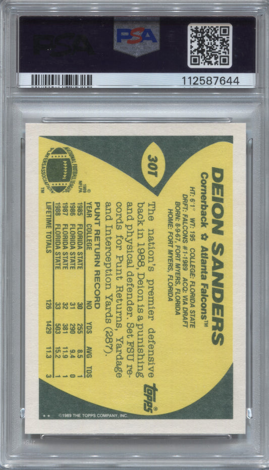 1989 Topps Traded Deion Sanders #30T Rookie Signed Auto PSA 10 PSA/DNA