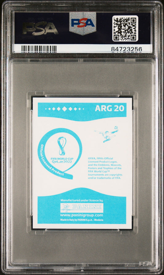 Graded 2022 Panini World Cup Qatar Lionel Messi #ARG20 Stickers Blue Back Soccer Card PSA 10 Gem Mint