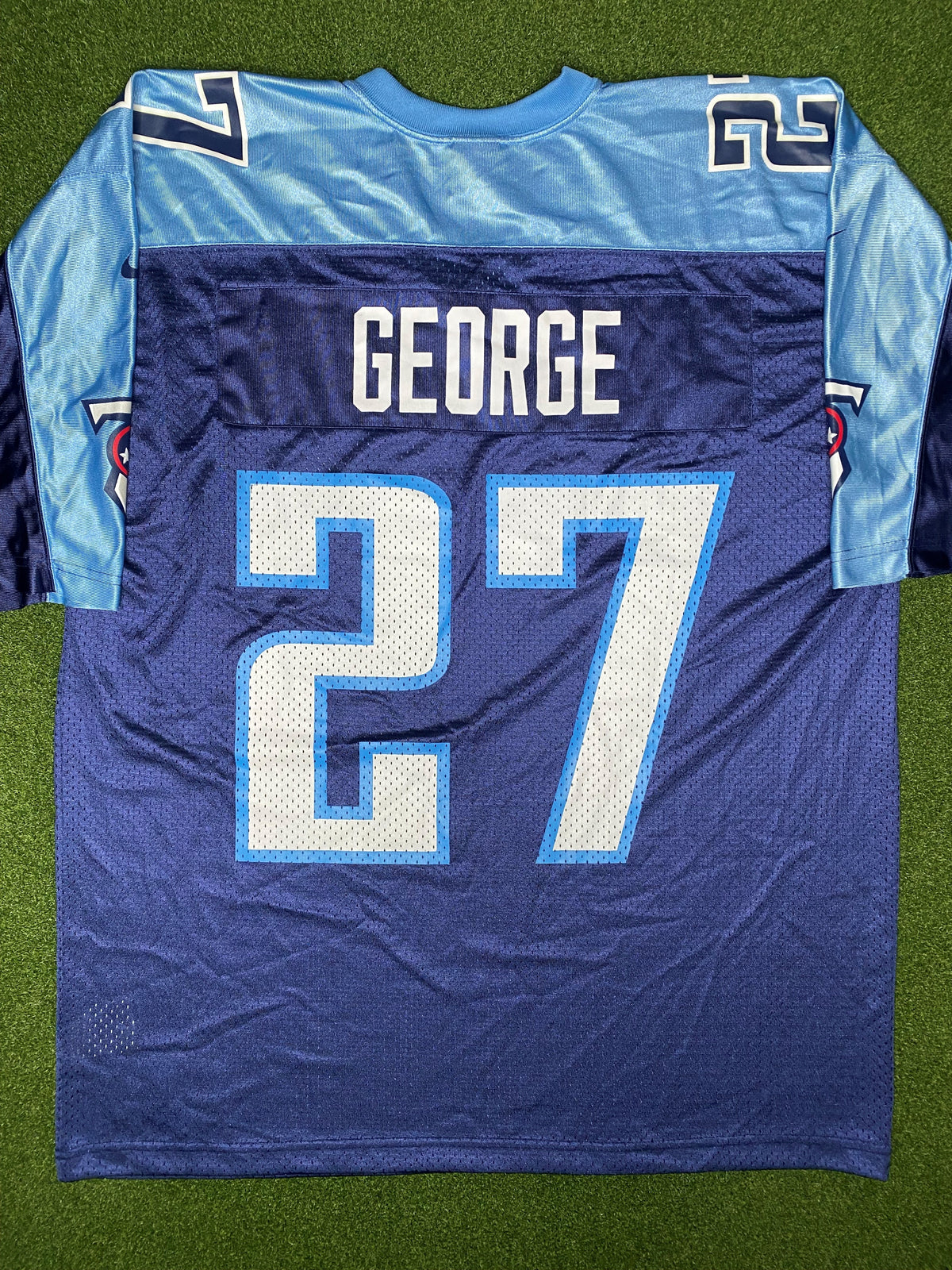 1997-2001 田纳西泰坦队 - 埃迪·乔治 #27 - 冠军 - 复古NFL球衣 (XL)