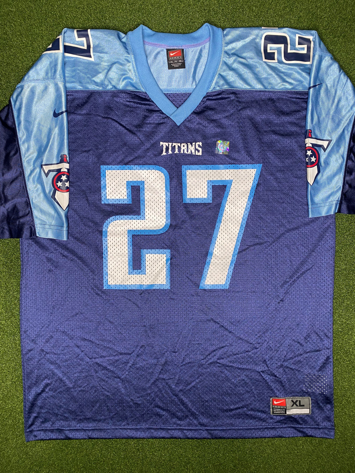 1997-2001 田纳西泰坦队 - 埃迪·乔治 #27 - 冠军 - 复古NFL球衣 (XL)