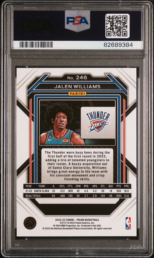 Graded 2022 Panini Prizm Jalen Williams #246 Rookie RC Basketball Card PSA 10 Gem Mint